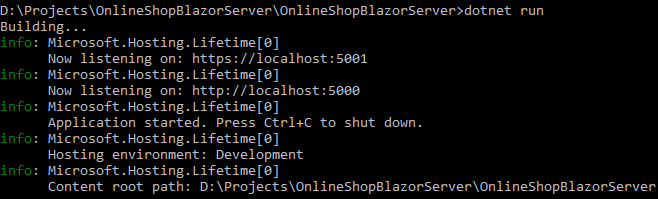 Run a blazor server website